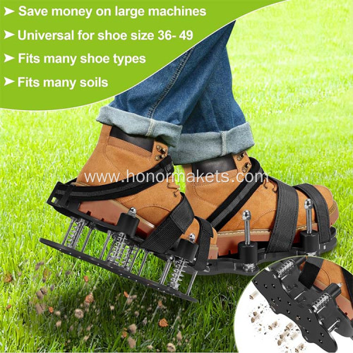 Lawn Aerator Shoes Spring-Loaded Design Patented Upgrade Double Layer Lawn Shoes Soil Yard Aerator Tool for Patio Garden
